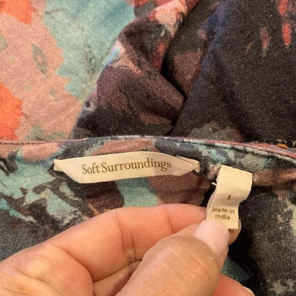 Soft Surroundings Embellished Tunic Multicolor Modal Art To Wear Lagenlook EUC - Picture 8 of 9